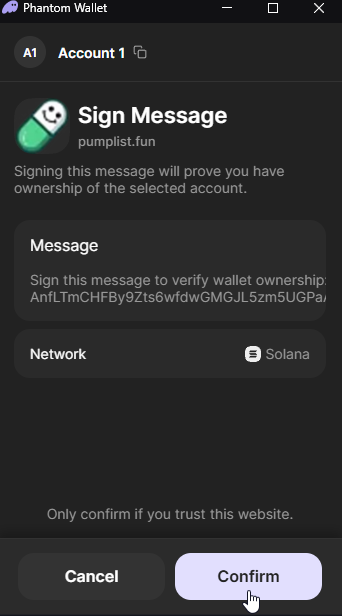 Connect to Pumplist.fun